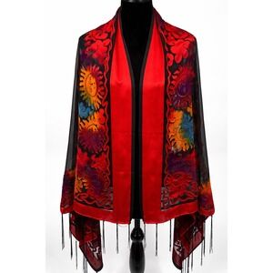 Aremar Womens Pashmina Style Multicolor Boho Artsy Celestial Sunburst Wrap Scarf